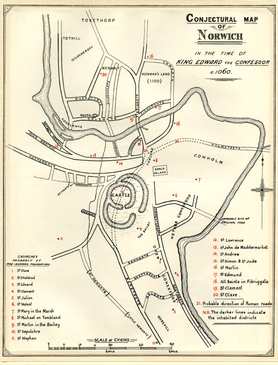 1895 Conjectural Map of Norwich in the Time of King Edward the Confessor c.jpg