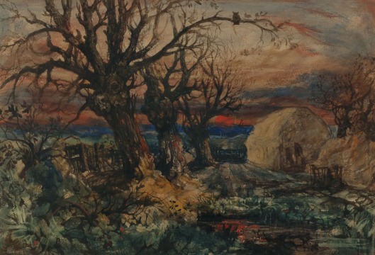 Landscape-with-Sun-Set-Haystacks-and-Owl-Watercolour-36x52cm.jpg